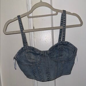 La Hearts Blue Denim Crop Top
